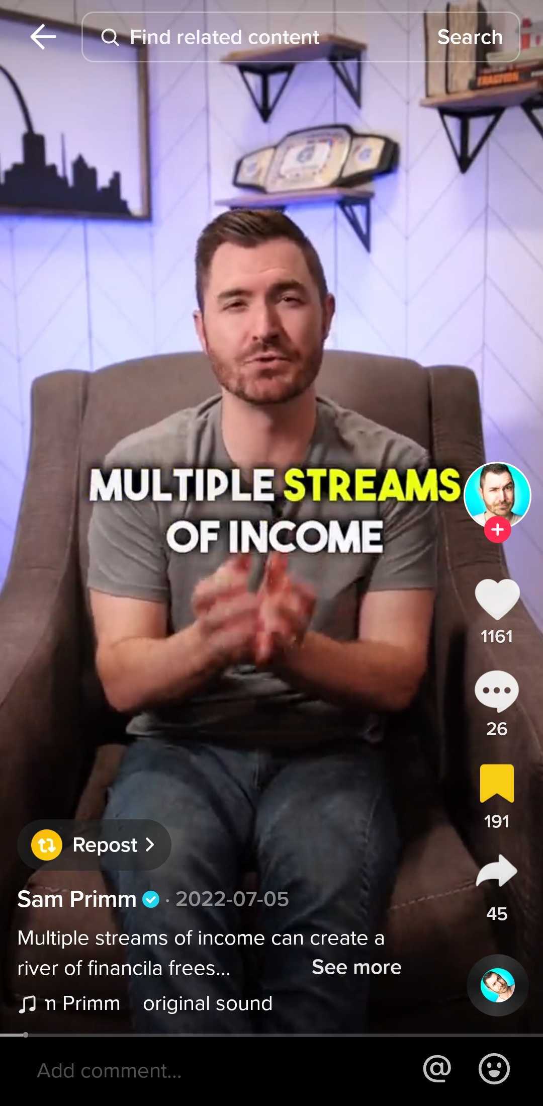 Sam primm 10 income stream
